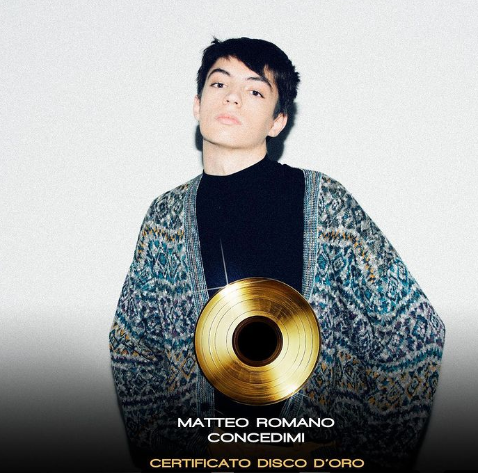 MATTEO ROMANO certificato DISCO DORO il singolo CONCEDIMI